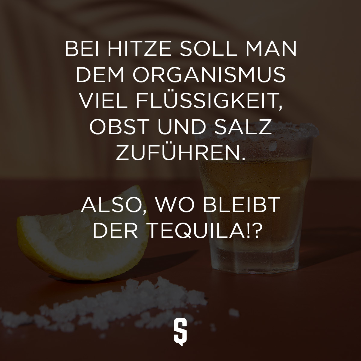 Bei Hitze soll man dem Organismus viel Flüssigkeit, Obst und Salz zuführen. Also, wo bleibt der Tequila!?